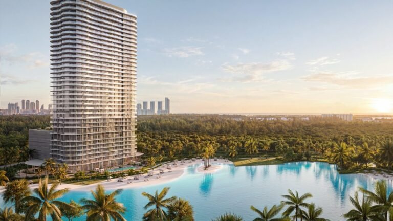 Torre residencial frente a una laguna de agua turquesa en North Miami — Beach House by Turnberry en SoLé Mia, inversión en Miami