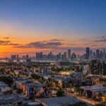 Vista aérea de Wynwood y el skyline de Miami al atardecer: invertir en Miami con el nuevo campus de Carnegie Mellon