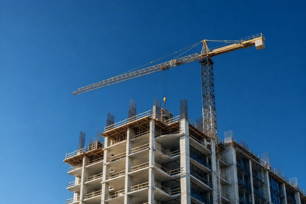 Grúa sobre una torre en construcción en Miami: el momento en que se puede ceder un contrato de preventa